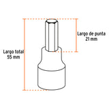 JUEGO DE 6 DADOS CUADRO 1/2' PUNTA HEX MM, ESTUCHE METÁLICO
