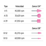 JUEGO DE 5 PIEDRAS MONTADAS ZANCO 1/4' Y 1/8',USO GENERAL