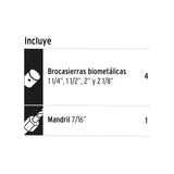 JUEGO DE 4 BROCASIERRAS BIMETÁLICAS Y 1 MANDRIL, EXPERT