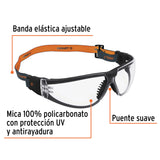 LENTES DE SEGURIDAD, TRANSPARENTE CON BANDA ELÁSTICA, ACTIVE