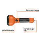 LINTERNA PLÁSTICA 1 LED 200 LM RECARGABLE, TRUPER