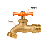 LLAVE P/MANGUERA, DE LATÓN 140G, 1/2', BLÍSTER, TRUPER