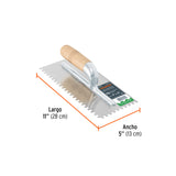 LLANA 11' DENTADO CUADRADO 1/4', 10 REMACHES, MGO MADERA