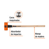MARRO OCTAGONAL 14 LB, MANGO DE MADERA 36', TRUPER