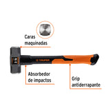 MARRO OCTAGONAL 3 LB, MANGO DE FIBRA DE VIDRIO 14', TRUPER