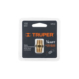 NIPLE DE LATÓN, MACHO-MACHO, CUERDA 1/4' NPT, TRUPER