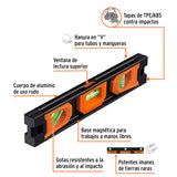NIVEL TORPEDO MAGNÉTICO DE 10' CON CUERPO DE ALUMINIO,EXPERT