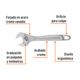 LLAVE AJUSTABLE (PERICO) 10' PROFESIONAL CROMADA, EXPERT