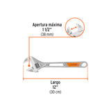 LLAVE AJUSTABLE (PERICO) 12' CROMADA MANGO DE PVC, TRUPER