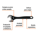 LLAVE AJUSTABLE (PERICO) 12' PROFESIONAL PAVONADA, EXPERT