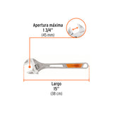 LLAVE AJUSTABLE (PERICO) 15' CROMADA MANGO DE PVC, TRUPER