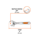 LLAVE AJUSTABLE (PERICO) 6' CROMADA MANGO DE PVC, TRUPER