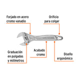 LLAVE AJUSTABLE (PERICO) 8' PROFESIONAL CROMADA, EXPERT