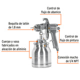 PISTOLA P/PINTAR SUCCIÓN HVHP VASO ALUM, 1.8MM, 2 VÁL TRUPER