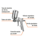 PISTOLA COMPACTA P/RETOQUE LVMP VASO ALUM, 0.5 MM, TRUPER