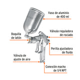 PISTOLA P/PINTAR GRAVEDAD LVMP VASO ALUMINIO, 1.4 MM, TRUPER