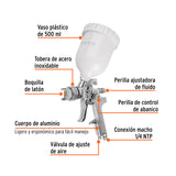 PISTOLA P/PINTAR GRAVEDAD HVLP VASO PLÁSTICO, 1.4 MM, TRUPER