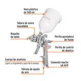PISTOLA P/PINTAR GRAVEDAD HVLP VASO PLÁSTICO, 1.7 MM, TRUPER