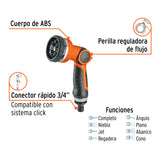 PISTOLA PARA RIEGO DE 8 FUNCIONES PLÁSTICA, TRUPER