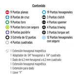JUEGO DE 100 PUNTAS MIXTAS LARGO 1' EN ESTUCHE PLÁSTICO