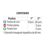 JUEGO DE 40 PUNTAS DE IMPACTO MIXTAS LARGOS 1" Y 2", EXPERT