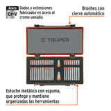 JUEGO 42 PUNTAS 1/2' Y 3/8' DE 75 Y 30 MM ESTUCHE METÁLICO