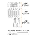JUEGO DE 47 PUNTAS MIXTAS LARGOS 1" Y 2" EN ESTUCHE, EXPERT