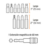JUEGO DE 58 PUNTAS MIXTAS LARGO 1" ESTUCHE PLÁSTICO, EXPERT