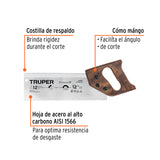 SERRUCHO DE COSTILLA 12' DIAMANTE, 9 DPP, TRUPER
