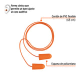 TAPÓN AUDITIVO DESECHABLE DE ESPUMA CON CORDÓN, TRUPER