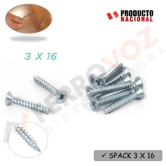 TORNILLO SPACK 3 X 16  mm ( 1000 pzas )