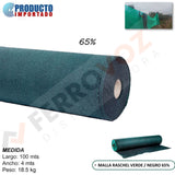 ROLLO MALLA RASCHEL VERDE/NEGRO  65%  4.2MTS X 100MTS