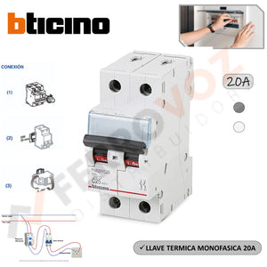 PACK LLAVE TERMICA MONOFASICA 20A " BTICINO COMERCIAL" (6pcs)