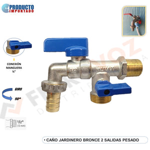 CAÑO JARDINERO DOBLE BRONCE  PESADO "VALMAX"