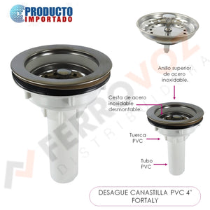 DESAGUE CANASTILLA PVC 4" FORTALY