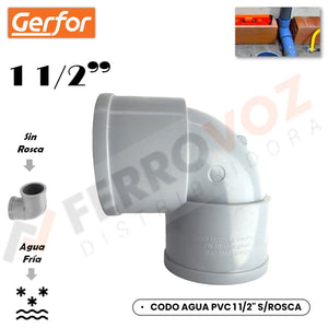 CODO AGUA PVC 1 1/2" S/ ROSCA " GERFOR COLOMBIA  "