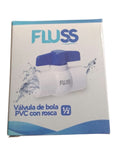 LLAVE DE PASO 1/2" PVC C/ ROSCA " FLUSS "