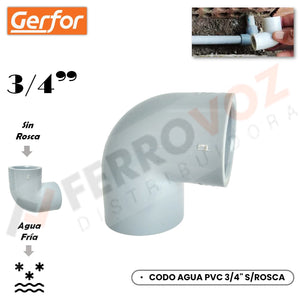 CODO AGUA PVC 3/4" S/ ROSCA " GERFOR COLOMBIA "