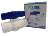 LLAVE DE PASO 1/2" PVC C/ ROSCA " FLUSS "