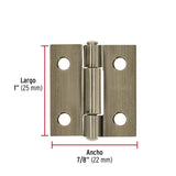 BISAGRA RECTANGULAR FIJA 1' LATÓN ANTIGUO, HERMEX ( 20 PCS )