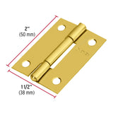 BISAGRA RECTANGULAR FIJA 2' ACERO LATONADO, HERMEX ( 20 PCS )