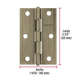 BISAGRA RECTANGULAR FIJA 2 1/2' LATÓN ANTIGUO, HERMEX ( 20 PCS )