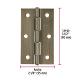 BISAGRA RECTANGULAR FIJA 3 1/2' LATÓN ANTIGUO, HERMEX ( 10 PCS )