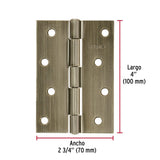 BISAGRA RECTANGULAR FIJA 4' LATÓN ANTIGUO, HERMEX ( 20 PCS )