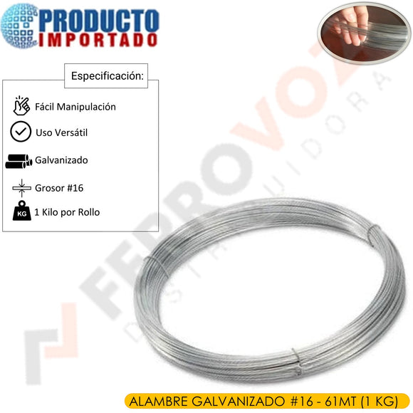 ALAMBRE GALVANIZADO #16 - 61MT (1 KG)