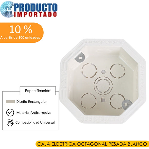 CAJA ELECTRICA OCTAGONAL PESADA BLANCO