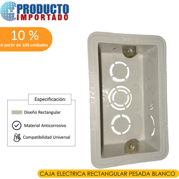 CAJA ELECTRICA RECTANGULAR PESADA BLANCO