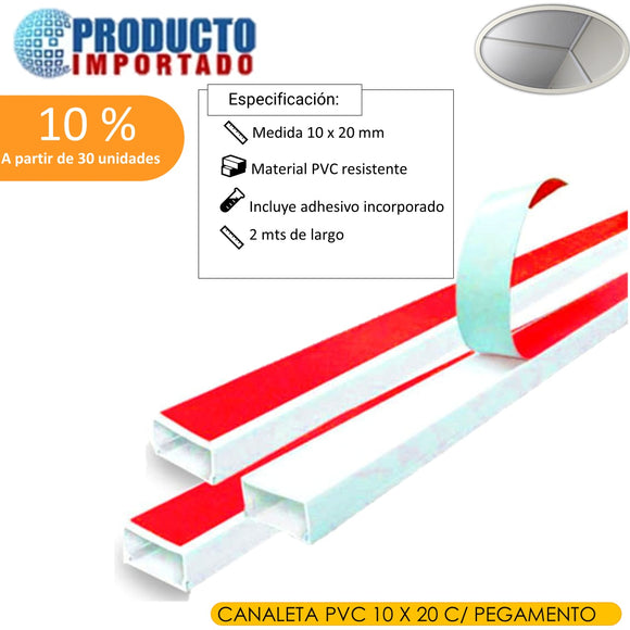 CANALETA PVC 10 X 20 C/ PEGAMENTO
