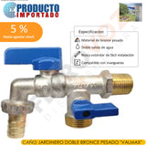CAÑO JARDINERO DOBLE BRONCE  PESADO "VALMAX"