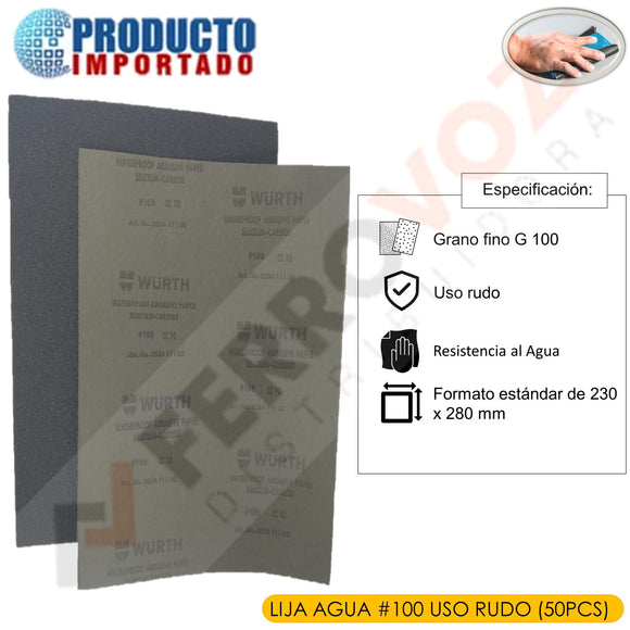 LIJA AGUA # 100 USO RUDO (50PCS) 